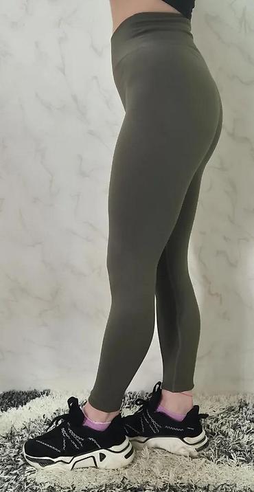 Helanke, biciklistički šortsevi: Ženske sportske helanke – visoki struk, maslinasto zelene - Kroj — 5