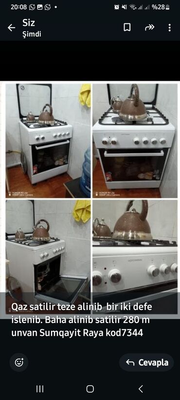 Plitələr və bişirmə panelləri: Plitə Qazlı, Ayrıca dayanan, Yeni