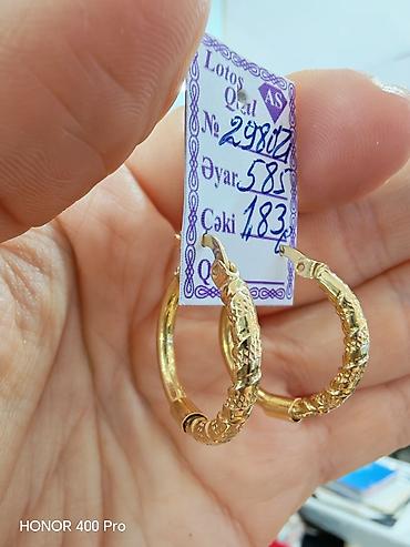 Aksesuarlar: Sırğa, Sarı qızıl, 585 Əyar, 183 g — 1