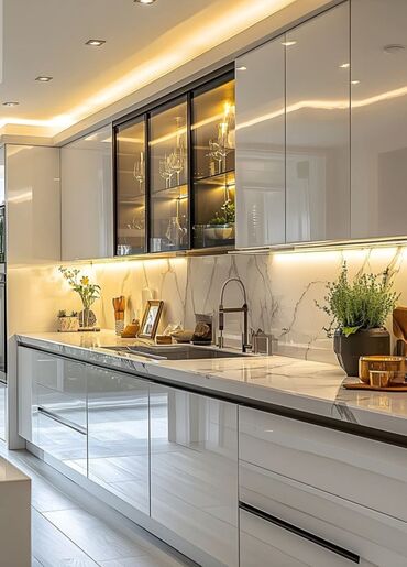 Sifarişlə mətbəx mebeli: Sifarişlə mətbəx dəsti, Özü çəkən petlələr, MDF — 9