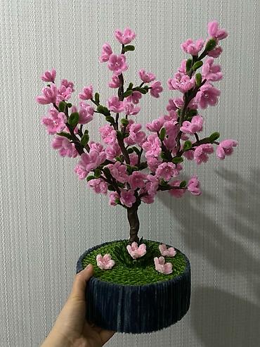 гул дасталар: Dekorativ çiçəkli ağac kompozisiyası - Əl işi bəzək ağacı: çəhrayı — 1