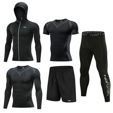серые спортивные штаны мужские: Спортивный костюм M (EU 38), L (EU 40), цвет - Черный