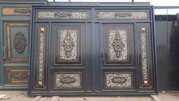 Həyət darvazaları: Dəmir Həyət darvazası, Yana açılan, Mexaniki, Qapı ilə, rəng - Qara — 7