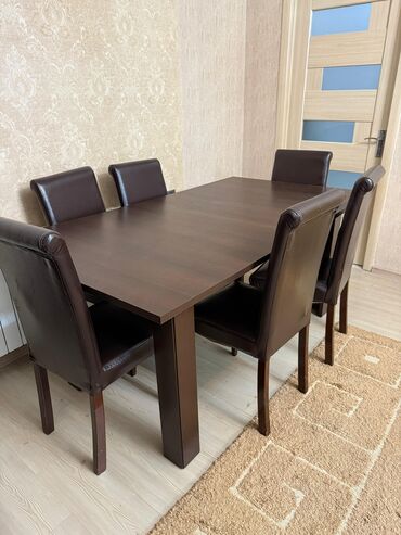 Masa və oturacaq dəstləri: Qonaq otağı üçün, Açılmayan, Dördbucaq masa, 6 stul — 3