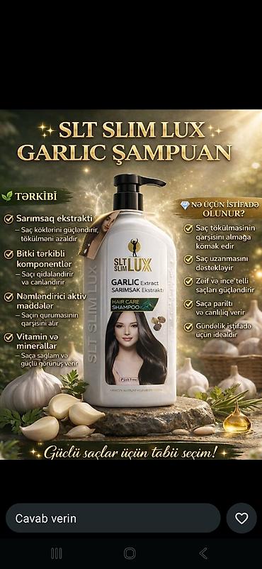 şampun kraska: SLT SLIM LUX Garlic Şampun – sarımsaq ekstraktlı saç baxımı Məhsulun — 1