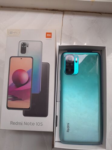 telfonlar redmi: Redmi Note 10S, 128 GB, rəng - Yaşıl, Sensor, Barmaq izi, İki sim kartlı