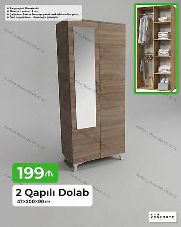 Dolablar: İki qapılı paltar dolabı - Ölçü: 47×200×90 sm - Material: 18 mm — 1