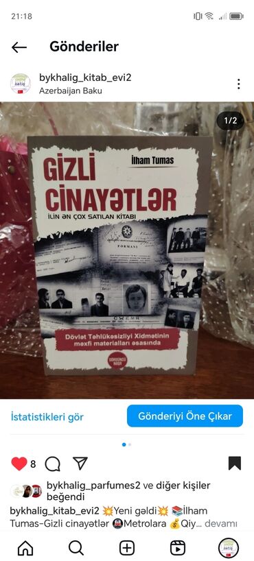 Kitablar, jurnallar, CD, DVD: 💥Yeni gəldi💥 📚İlham Tumas-Gizli cinayətlər 🚇Metrolara ✈Xarici