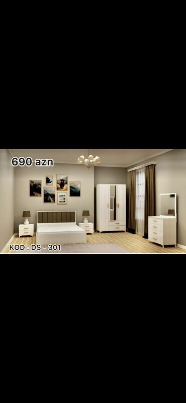 Yataq otağı dəstləri: İkinəfərlik çarpayı, Dolab, Termo, 2 tumba, Azərbaycan, Yeni — 19