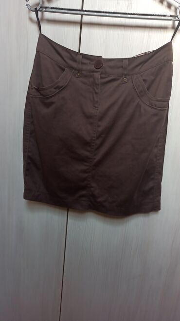 kožna suknja kombinacije: S (EU 36), Mini, color - Brown
