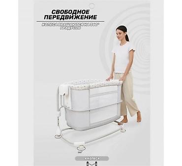 мастела 3 в 1: Детская приставная кроватка, Б/у, С колесиками, цвет - Серый — 7