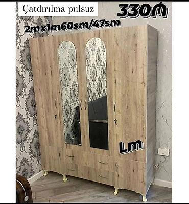 şifonyerler: 3 qapılı güzgülü paltar şkafı - Material: laminat və ya DSP (şəkildə — 5