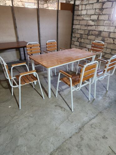 Bağ, çöl masa və oturacaq dəstləri: Yeni, Dördbucaq masa, 6 stul, Açılmayan, Stullar ilə, Taxta, Azərbaycan — 13