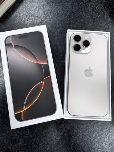 iphone 16 pro 128 gb цена: IPhone 16 Pro Max, Колдонулган, 256 ГБ, Desert Titanium, Заряддоочу түзүлүш, Коргоочу айнек, Каптама, 100 %