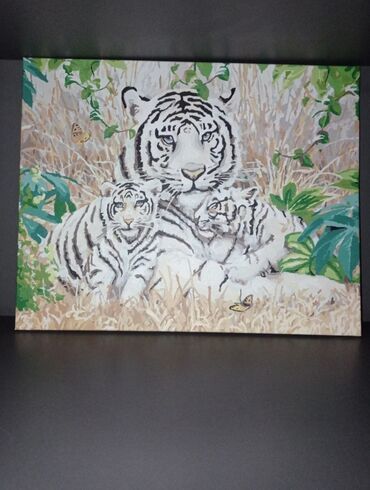 Продаю Картину Три белых Тигра размеры (50*40) цифровая живопись