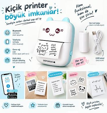 Mini portativ termal printer - Şirin pişik üslublu korpus, kompakt