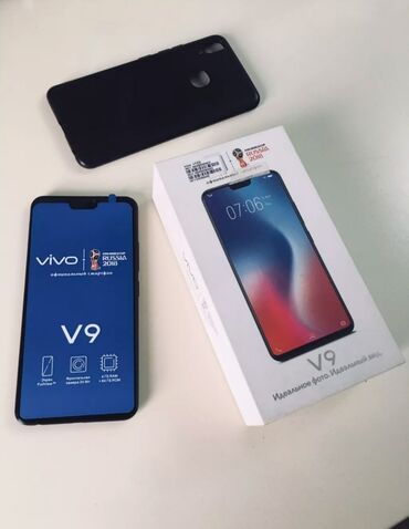 Мобильные телефоны и аксессуары: Vivo V9, 64 ГБ, цвет - Черный, Отпечаток пальца