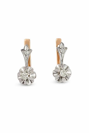 amber elixir: Серьги из красного золота 585 с бриллиантами - Категория: серьги - — 1