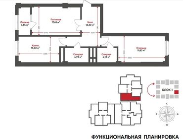 2 комнаты, 78 м², Элитка, 4 этаж, ПСО (под самоотделку)