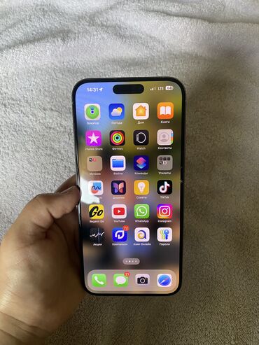 Apple iPhone: IPhone 15 Pro Max, Б/у, 256 ГБ, Natural Titanium, Зарядное устройство, Защитное стекло, Кабель, 87 %