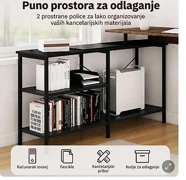 komode ikea akcija: Kancelarijski sto sa policama ugaoni Boja : Rustik braon Materijal — 4