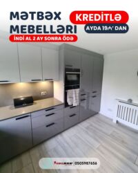 Sifarişlə mətbəx mebeli: Sifarişlə mətbəx dəsti, Özü çəkən petlələr, Mat laminat, Kredit var, Rayonlara çatdırılma, Pulsuz çatdırılma — 15