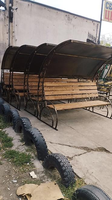 Скамейки: Скамейка Металл, Со спинкой, С крышей — 11