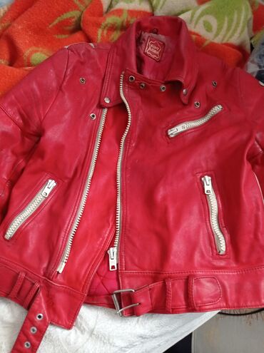 мужской кожанный куртка: Куртка 5XL (EU 50), цвет - Красный