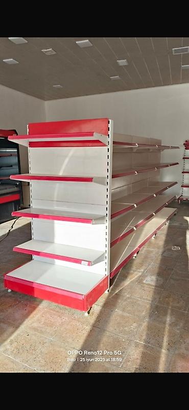 Rəf vitrinləri: Mağaza üçün ikiüzlü metal gondola rəf sistemi - Material: möhkəm — 1