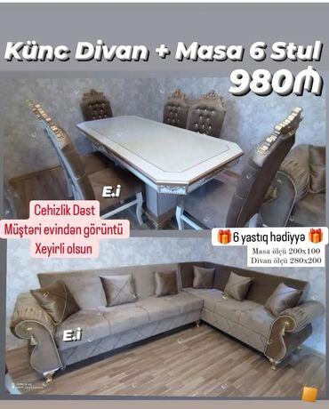 künc masası: Yeni, Künc divan, Qonaq otağı üçün