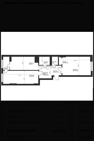 щербакова манаса: 2 комнаты, 88 м², Азия Молл Элитка, 8 этаж, ПСО (под самоотделку) — 10