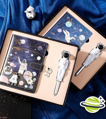 подарочные ручки: Набор Космонавт • Блокнот (стилистически выполнены страницы) • Ручка-