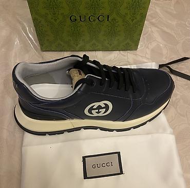 gucci ayaqqabı: GUCCI kişi krossovkası - Rəng: Tünd göy üst, - Loqo“GUCCI” - — 3