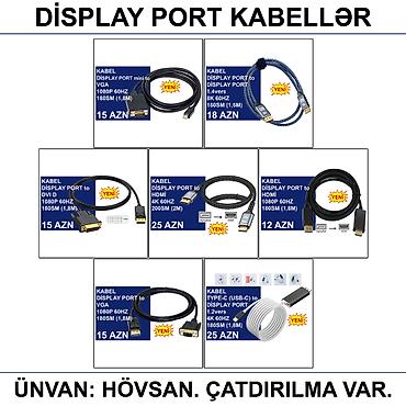 hovuz ucun aksesuarlar: HDMİ DVİ VGA Display Port Type-C USB Kabellər 📍Ünvan: Bakı şəh — 3