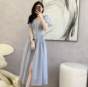 голубое платья: Повседневное платье, Китай, Лето, Длинная модель, S (EU 36)