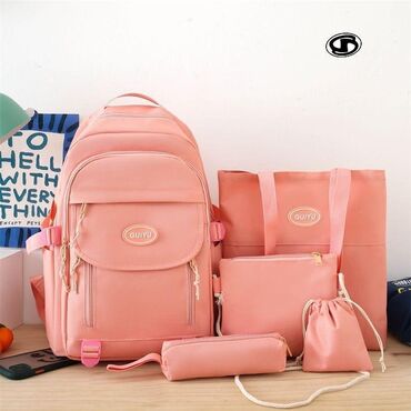 Rukzaklar: Dördlü və beşli çantalar dəsti. Dəstə bir ədəd rəngli və rəngli — 18