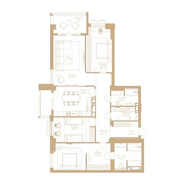 123: 4 комнаты, 156 м², Элитка, 19 этаж — 5
