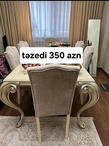 yataq mebeli sifarişi: - Klassik üslubda yemək masası və 6 ədəd yumşaq oturacaqlı stul dəsti — 1
