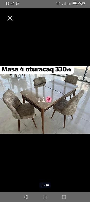 taxta stul stol: Mətbəx üçün, Yeni, Açılmayan, Dördbucaq masa, 4 stul — 1