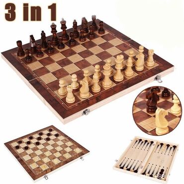 мафия настольная игра: Деревянные шахматы 3 в 1 ♟️В комплекте 32 фигурки + шашки ♟️Размер