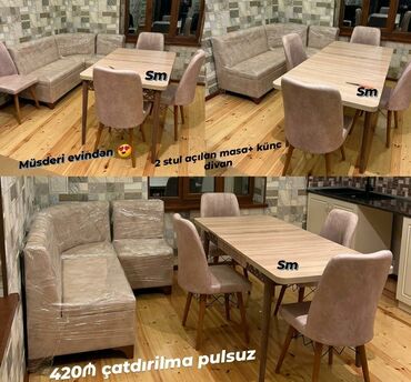 mətbəx stol stul divan: Mətbəx üçün, Yeni, Açılan, Dördbucaq masa, 2 stul, Türkiyə
