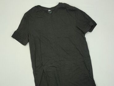 czarne t shirty damskie w serek: T-shirt, H&M, XS, stan - Dobry