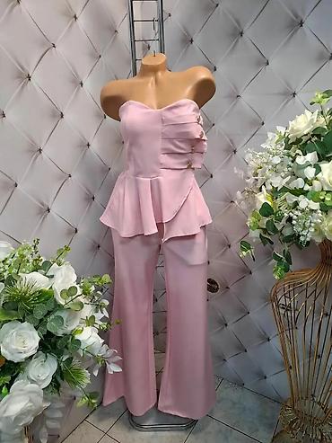 sandale bata: Elegantni ženski komplet – top bez bretela i pantalone sa širokim — 4