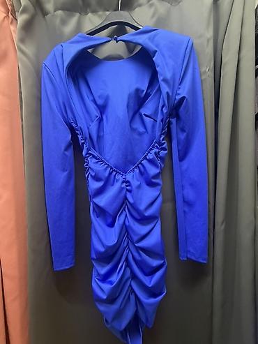 plavi french: Elegantna asimetrična haljina u kobaltno plavoj boji S/m velicina - — 2