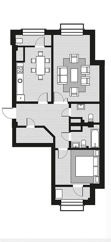 чешский проект 2 комнаты: 2 комнаты, 80 м², 11 мкр Элитка, 7 этаж, ПСО (под самоотделку) — 2