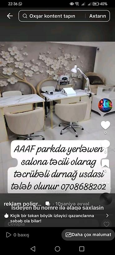 lazer ustasi isi axtariram: YANLIZ ciddi fikiri olan xanımlar müraciət etsinlər — 1
