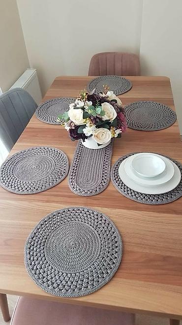 sufre dekoru: Əl işi dairəvi süfrə altlıqları (placemat seti) - Material: qalın — 9