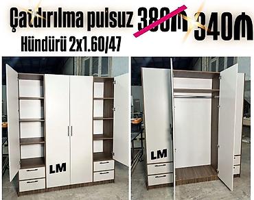 ucuz dolablar: Yeni, 4 qapılı, Siyirməli, Ağ, Açılan, Düz dolab — 1
