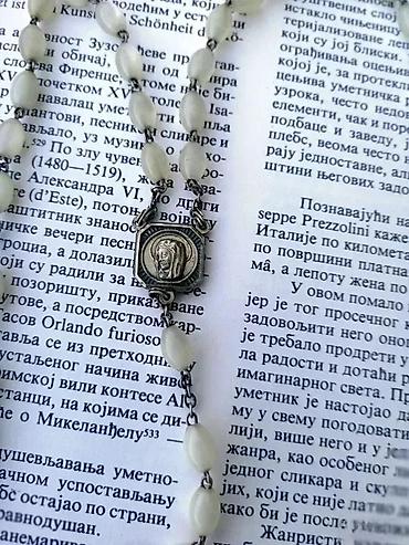 Ogrlice: Antikne brojanice staklene perle Raspeće krst ogrlica Italy. Antikna — 8