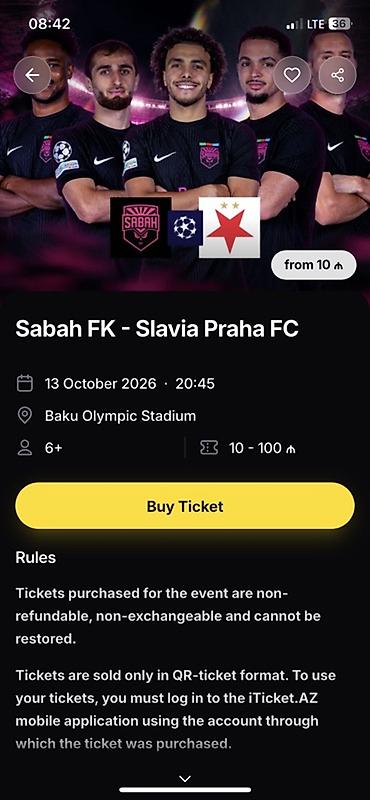 raf avtobus: Bilet satilir‼️‼️ Məhsul/Xidmət: Sabah FK – Slavia Praha FC oyununa — 1